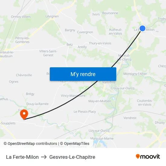 La Ferte-Milon to Gesvres-Le-Chapitre map