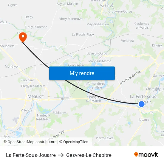 La Ferte-Sous-Jouarre to Gesvres-Le-Chapitre map