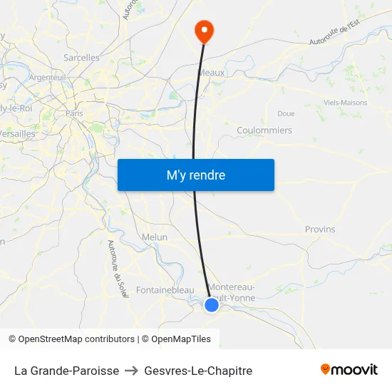La Grande-Paroisse to Gesvres-Le-Chapitre map