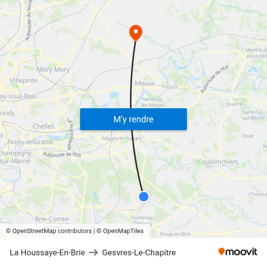 La Houssaye-En-Brie to Gesvres-Le-Chapitre map