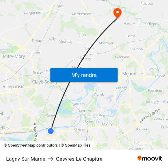 Lagny-Sur-Marne to Gesvres-Le-Chapitre map