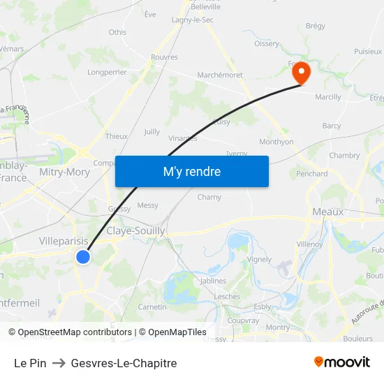 Le Pin to Gesvres-Le-Chapitre map