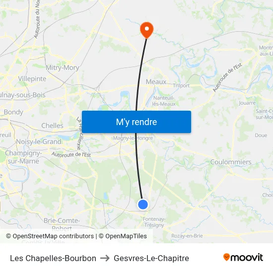 Les Chapelles-Bourbon to Gesvres-Le-Chapitre map
