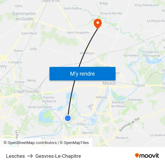 Lesches to Gesvres-Le-Chapitre map