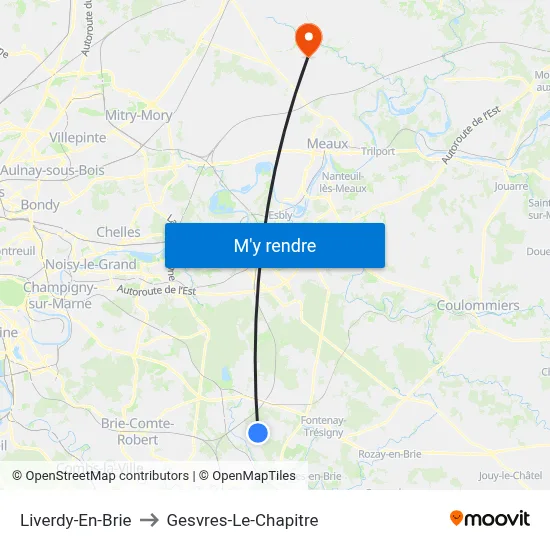 Liverdy-En-Brie to Gesvres-Le-Chapitre map