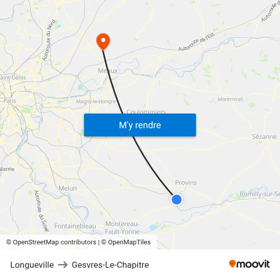 Longueville to Gesvres-Le-Chapitre map