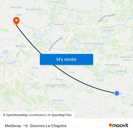 Meilleray to Gesvres-Le-Chapitre map