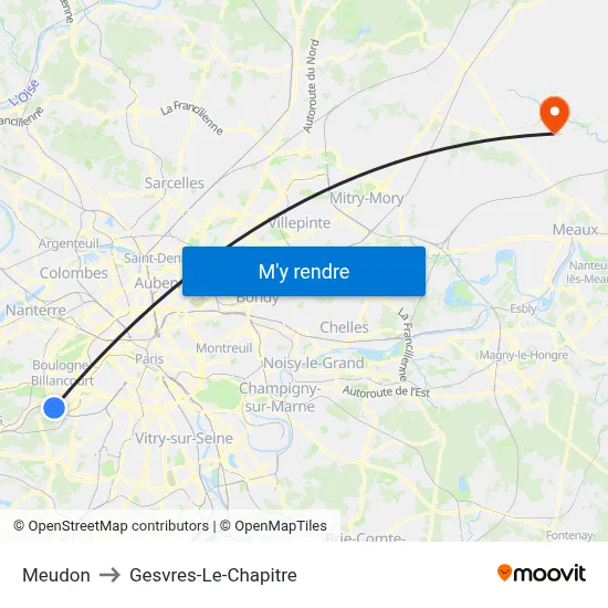 Meudon to Gesvres-Le-Chapitre map