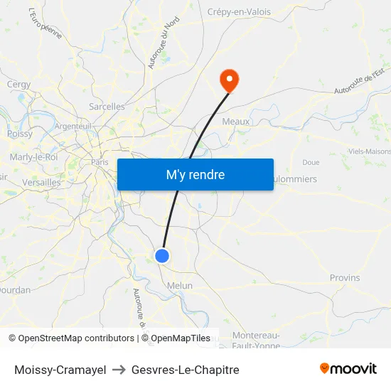 Moissy-Cramayel to Gesvres-Le-Chapitre map