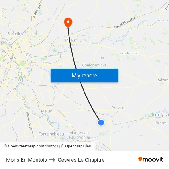 Mons-En-Montois to Gesvres-Le-Chapitre map