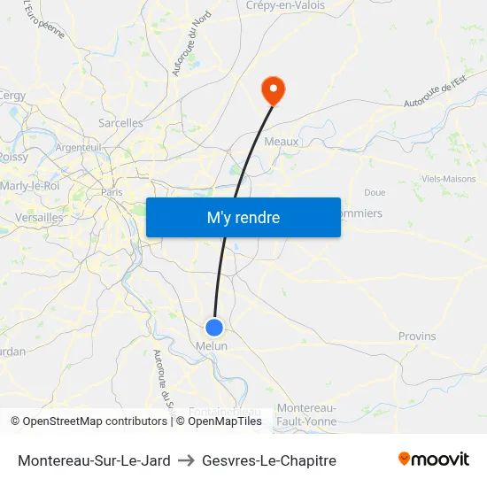 Montereau-Sur-Le-Jard to Gesvres-Le-Chapitre map