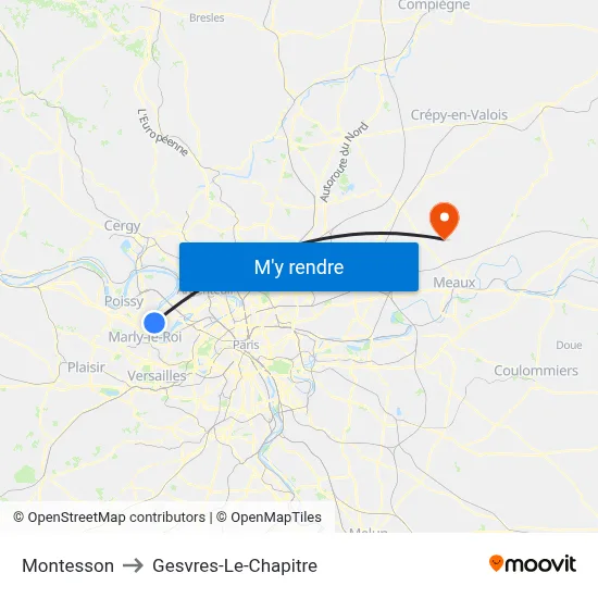 Montesson to Gesvres-Le-Chapitre map