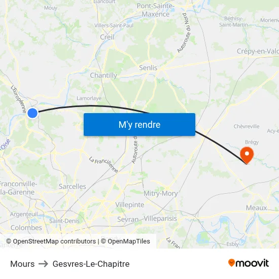 Mours to Gesvres-Le-Chapitre map