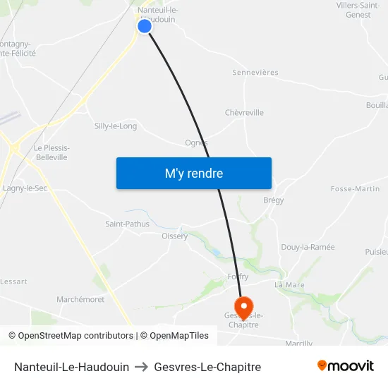 Nanteuil-Le-Haudouin to Gesvres-Le-Chapitre map