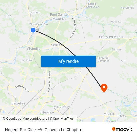 Nogent-Sur-Oise to Gesvres-Le-Chapitre map
