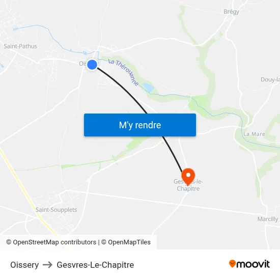Oissery to Gesvres-Le-Chapitre map