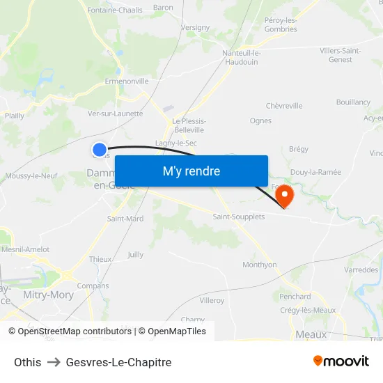 Othis to Gesvres-Le-Chapitre map