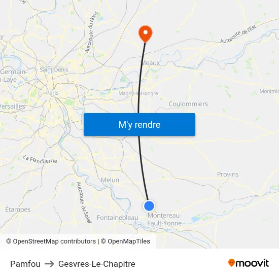 Pamfou to Gesvres-Le-Chapitre map