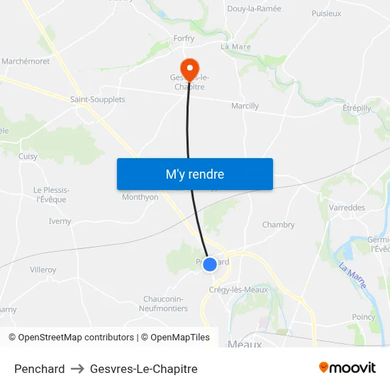 Penchard to Gesvres-Le-Chapitre map
