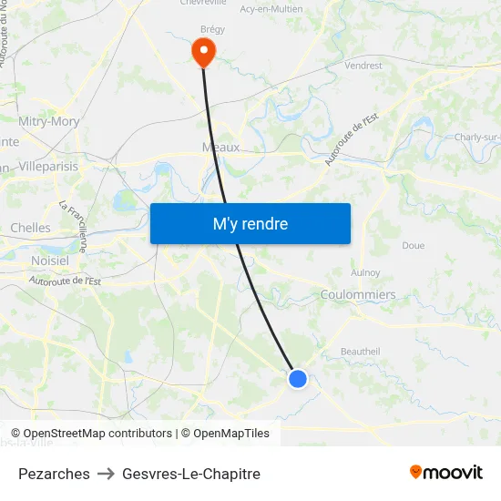 Pezarches to Gesvres-Le-Chapitre map