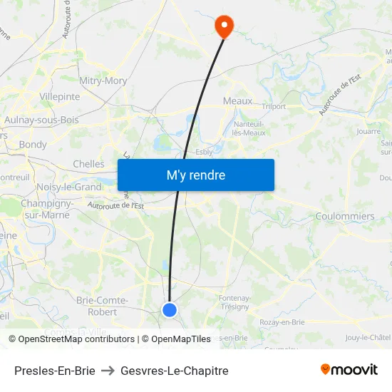 Presles-En-Brie to Gesvres-Le-Chapitre map