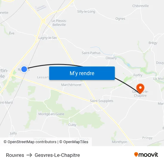 Rouvres to Gesvres-Le-Chapitre map