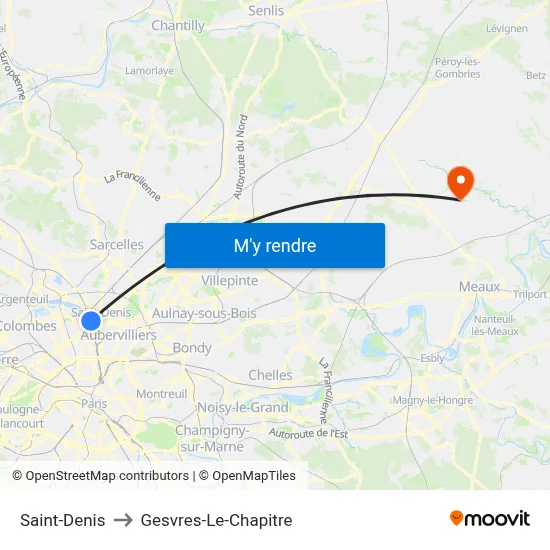 Saint-Denis to Gesvres-Le-Chapitre map