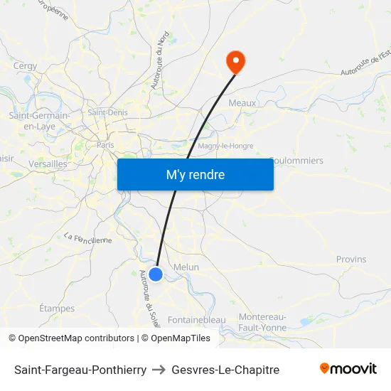 Saint-Fargeau-Ponthierry to Gesvres-Le-Chapitre map