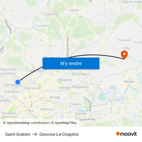 Saint-Gratien to Gesvres-Le-Chapitre map