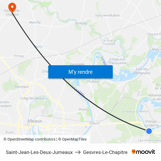 Saint-Jean-Les-Deux-Jumeaux to Gesvres-Le-Chapitre map