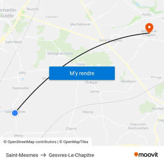 Saint-Mesmes to Gesvres-Le-Chapitre map