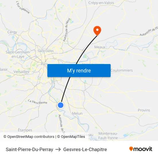Saint-Pierre-Du-Perray to Gesvres-Le-Chapitre map