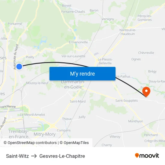 Saint-Witz to Gesvres-Le-Chapitre map