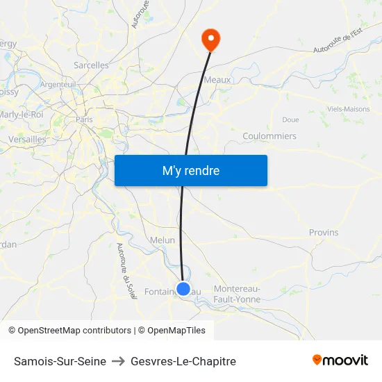 Samois-Sur-Seine to Gesvres-Le-Chapitre map