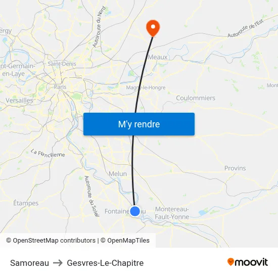 Samoreau to Gesvres-Le-Chapitre map