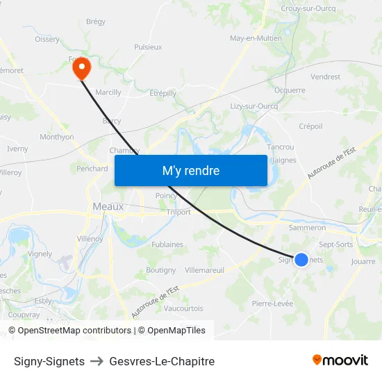 Signy-Signets to Gesvres-Le-Chapitre map