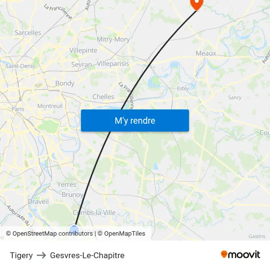 Tigery to Gesvres-Le-Chapitre map