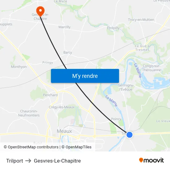 Trilport to Gesvres-Le-Chapitre map