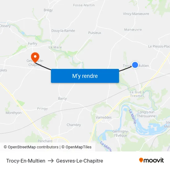 Trocy-En-Multien to Gesvres-Le-Chapitre map