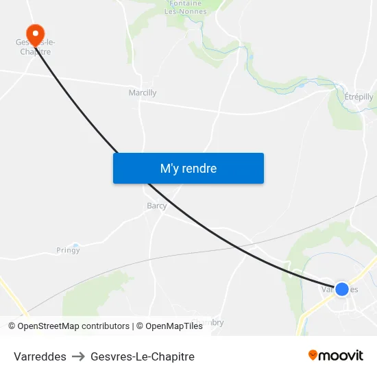 Varreddes to Gesvres-Le-Chapitre map