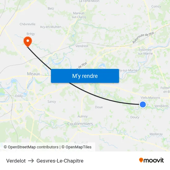 Verdelot to Gesvres-Le-Chapitre map