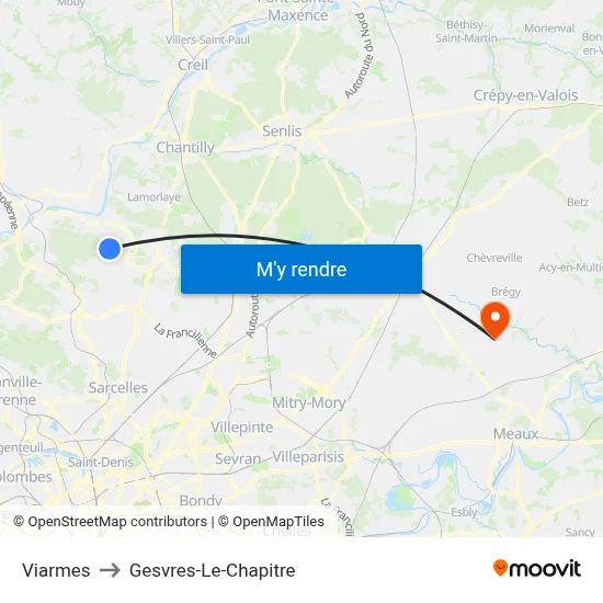 Viarmes to Gesvres-Le-Chapitre map