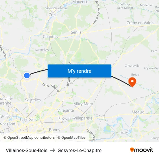 Villaines-Sous-Bois to Gesvres-Le-Chapitre map