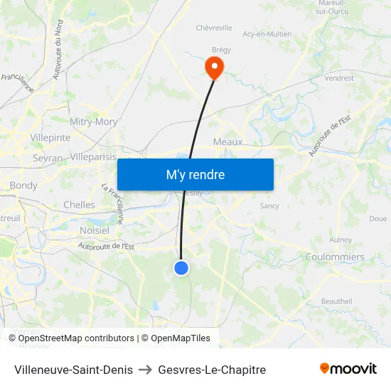 Villeneuve-Saint-Denis to Gesvres-Le-Chapitre map