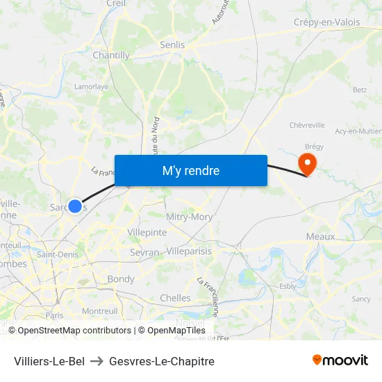 Villiers-Le-Bel to Gesvres-Le-Chapitre map