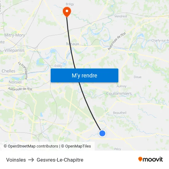 Voinsles to Gesvres-Le-Chapitre map