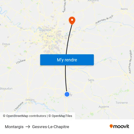 Montargis to Gesvres-Le-Chapitre map