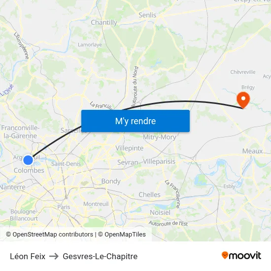 Léon Feix to Gesvres-Le-Chapitre map