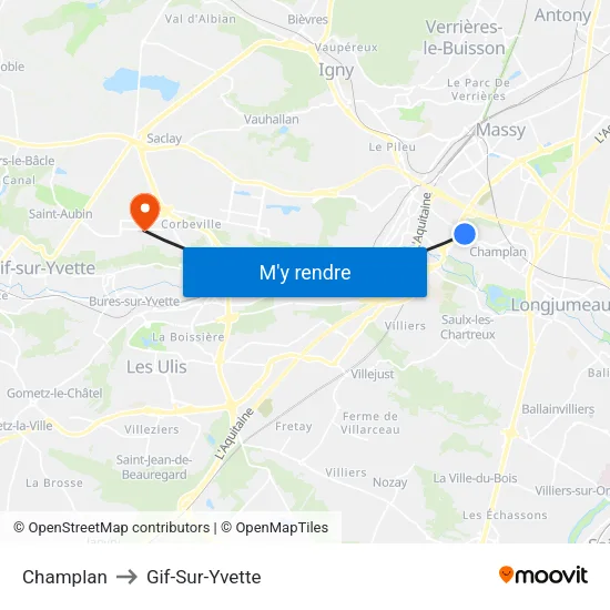 Champlan to Gif-Sur-Yvette map
