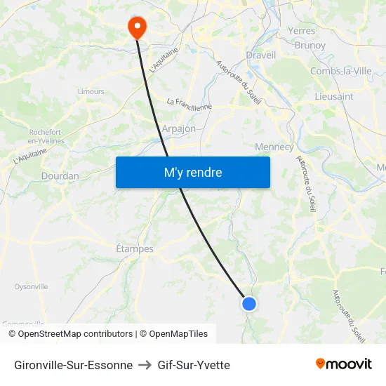 Gironville-Sur-Essonne to Gif-Sur-Yvette map